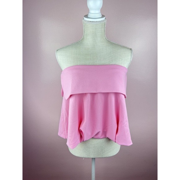 NWT Zara Barbie Pink Tube Top Strapless top/Skirt Bubble Lined Blogger Fav Sz M - Picture 3 of 14